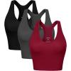 imageODODOS 3Pack Seamless Racerback Crop Tank for Women Ribbed Knit Soft Crop TopsBlackcharcoalred