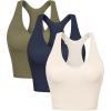 imageODODOS 3Pack Seamless Racerback Crop Tank for Women Ribbed Knit Soft Crop TopsIvorynavynutria