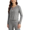 imageODODOS Womens Cardigan  Ultra Soft Stratum Tech Performance Long Sleeve Crop UPF 50 Button Down Crewneck TopGrey Heather