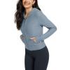 imageODODOS Womens FullZip Cropped Hoodie  Stratum Tech Ultra Soft UPF 50 Hooded Jacket with PocketsDusty Blue Heather