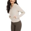 imageODODOS Womens FullZip Cropped Hoodie  Stratum Tech Ultra Soft UPF 50 Hooded Jacket with PocketsEcru Heather