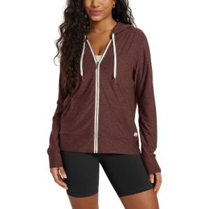 imageODODOS Womens FullZip Hoodie  Stratum Tech Ultra Soft Outfit UPF 50 Performance Hooded Jacket with PocketsJava Heather