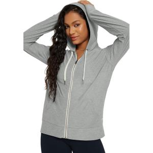 imageODODOS Womens FullZip Hoodie  Stratum Tech Ultra Soft Outfit UPF 50 Performance Hooded Jacket with PocketsPale Grey Heather
