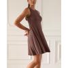 imageODODOS Casual Flare Tank Dress for Women Summer Sleeveless Sundress Mini Skater DressDark Brown