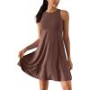 imageODODOS Casual Flare Tank Dress for Women Summer Sleeveless Sundress Mini Skater DressDark Brown