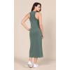 imageODODOS Modal Soft Front Split Midi Dress for Women V Neck Sleeveless Casual Summer Tank DressSlate Green