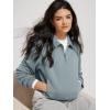 imageODODOS Modal Soft HalfZip Collared Sweatshirts for Women Long Sleeve Relaxed Fit Pullover Top with PocketsGrey Blue
