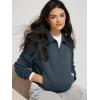 imageODODOS Modal Soft HalfZip Collared Sweatshirts for Women Long Sleeve Relaxed Fit Pullover Top with PocketsNavy