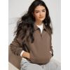 imageODODOS Modal Soft HalfZip Collared Sweatshirts for Women Long Sleeve Relaxed Fit Pullover Top with PocketsNutria
