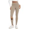 imageODODOS Womens Fleece Lined Leggings Thermal Warm Winter Tights  25quot  28quot High Waisted Thick Yoga Pants with Back PocketsDark Beige