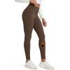 imageODODOS Womens Fleece Lined Leggings Thermal Warm Winter Tights  25quot  28quot High Waisted Thick Yoga Pants with Back PocketsDark Brown