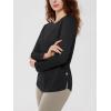 imageODODOS Womens Long Sleeve TShirts Graphene Ultralight Soft Breathable Side Slit Basic Yoga Workout Casual TopBlack