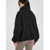 imageODODOS Womens Sherpa Fleece FullZip Jacket Long Sleeve Coat Soft Warm Cinchable Outerwear with PocketsBlack