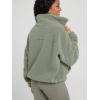 imageODODOS Womens Sherpa Fleece FullZip Jacket Long Sleeve Coat Soft Warm Cinchable Outerwear with PocketsCeladon Green