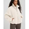 imageODODOS Womens Sherpa Fleece FullZip Jacket Long Sleeve Coat Soft Warm Cinchable Outerwear with PocketsIvory