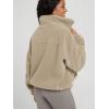 imageODODOS Womens Sherpa Fleece FullZip Jacket Long Sleeve Coat Soft Warm Cinchable Outerwear with PocketsKhaki