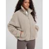 imageODODOS Womens Sherpa Fleece FullZip Jacket Long Sleeve Coat Soft Warm Cinchable Outerwear with PocketsOatmeal