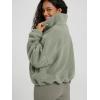 imageODODOS Womens Sherpa Fleece HalfZip Pullover  Cozy Warm Long Sleeve Sweatshirt Cinchable Outerwear with PocketsCeladon Green