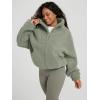 imageODODOS Womens Sherpa Fleece HalfZip Pullover  Cozy Warm Long Sleeve Sweatshirt Cinchable Outerwear with PocketsCeladon Green