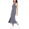 imageODODOS Modal Soft Front Split Midi Dress for Women V Neck Sleeveless Casual Summer Tank DressPurple Gray