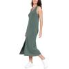 imageODODOS Modal Soft Front Split Midi Dress for Women V Neck Sleeveless Casual Summer Tank DressSlate Green