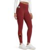imageODODOS Womens Fleece Lined Leggings with Pockets Thermal Warm Winter Tights  25quot  28quot High Waisted Thick Yoga PantsRed Dahlia