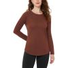 imageODODOS Womens Long Sleeve TShirts Graphene Ultralight Soft Breathable Side Slit Basic Yoga Workout Casual TopRust Red