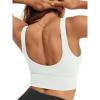 imageODODOS Womens Longline UBack Sports Bra VNeck Padded Yoga Workout Wirefree Tank TopPorcelain White