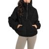 imageODODOS Womens Sherpa Fleece HalfZip Pullover  Cozy Warm Long Sleeve Sweatshirt Cinchable Outerwear with PocketsBlack