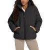 imageODODOS Womens Sherpa Lined Insulated Jacket Full Zip Split Hem Long Sleeve Coat Winter Warm Outerwear with PocketsBlack