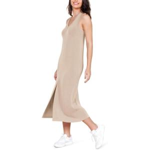 imageODODOS Modal Soft Front Split Midi Dress for Women V Neck Sleeveless Casual Summer Tank DressSmokey Taupe