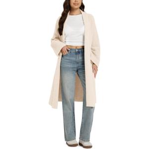 imageODODOS Womens Cardigan Sweater Longer Length Open Front Drape Coatigan Warm Soft Knit Long Sleeve OuterwearBeige
