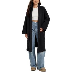 imageODODOS Womens Cardigan Sweater Longer Length Open Front Drape Coatigan Warm Soft Knit Long Sleeve OuterwearBlack