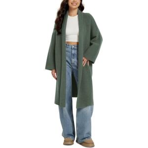 imageODODOS Womens Cardigan Sweater Longer Length Open Front Drape Coatigan Warm Soft Knit Long Sleeve OuterwearDuck Green