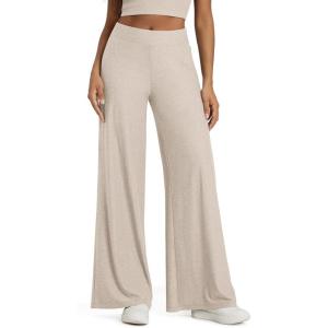 imageODODOS Womens Extra Wide Leg Pants  Ultra Soft Stratum Tech Casual Relaxed Lounge Pants with Pockets  29quot InseamEcru Heather