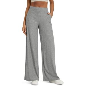imageODODOS Womens Extra Wide Leg Pants  Ultra Soft Stratum Tech Casual Relaxed Lounge Pants with Pockets  29quot InseamGrey Heather