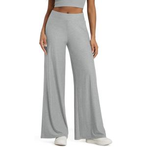 imageODODOS Womens Extra Wide Leg Pants  Ultra Soft Stratum Tech Casual Relaxed Lounge Pants with Pockets  29quot InseamPale Grey Heather