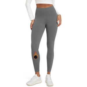 imageODODOS Womens Fleece Lined Leggings Thermal Warm Winter Tights  25quot  28quot High Waisted Thick Yoga Pants with Back PocketsCharcoal