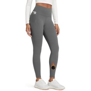 imageODODOS Womens Fleece Lined Leggings with Pockets Thermal Warm Winter Tights  25quot  28quot High Waisted Thick Yoga PantsCharcoal