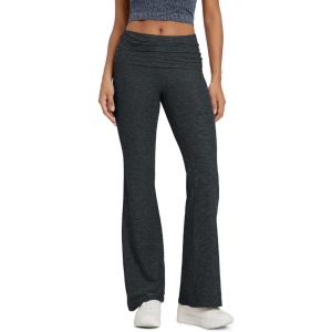 imageODODOS Womens Foldover Pants  Ultra Soft Stratum Tech Performance Mid Rise Casual Lounge Yoga Pants  30quot InseamCharcoal Heather