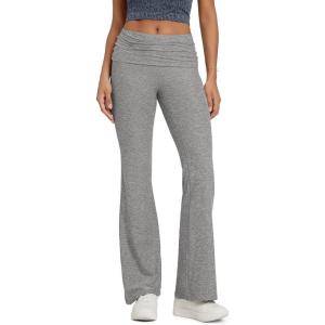 imageODODOS Womens Foldover Pants  Ultra Soft Stratum Tech Performance Mid Rise Casual Lounge Yoga Pants  30quot InseamGrey Heather