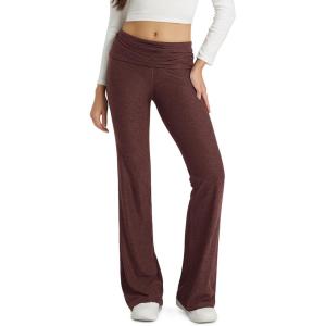 imageODODOS Womens Foldover Pants  Ultra Soft Stratum Tech Performance Mid Rise Casual Lounge Yoga Pants  30quot InseamJava Heather