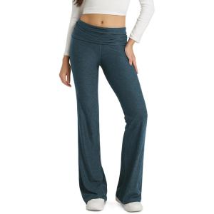 imageODODOS Womens Foldover Pants  Ultra Soft Stratum Tech Performance Mid Rise Casual Lounge Yoga Pants  30quot InseamNavy Heather