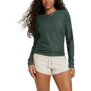 imageODODOS Womens Long Sleeve Crewneck Tee  UltraSoft Stratum Tech Performance TShirts UPF 50 Daily Pullover TopsAspen Heather