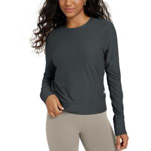 imageODODOS Womens Long Sleeve Crewneck Tee  UltraSoft Stratum Tech Performance TShirts UPF 50 Daily Pullover TopsCharcoal Heather