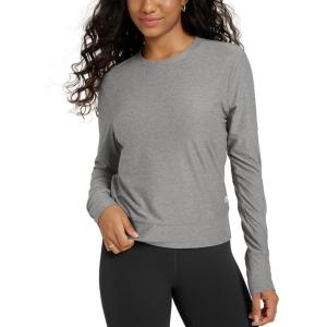 imageODODOS Womens Long Sleeve Crewneck Tee  UltraSoft Stratum Tech Performance TShirts UPF 50 Daily Pullover TopsGrey Heather
