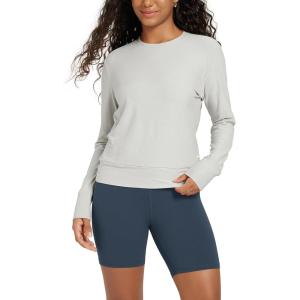 imageODODOS Womens Long Sleeve Crewneck Tee  UltraSoft Stratum Tech Performance TShirts UPF 50 Daily Pullover TopsSalt Heather