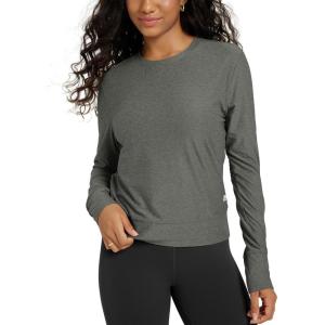 imageODODOS Womens Long Sleeve Crewneck Tee  UltraSoft Stratum Tech Performance TShirts UPF 50 Daily Pullover TopsSmoke Heather