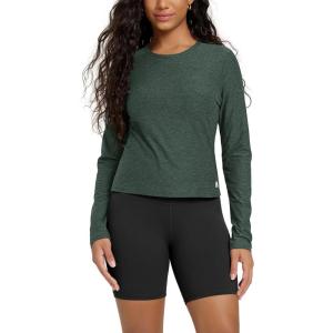 imageODODOS Womens Long Sleeve Performance TShirts  Ultra Soft Stratum Tech Crew Neck Tee UPF 50 Essential Crop TopAspen Heather
