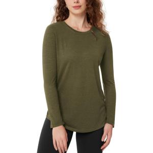 imageODODOS Womens Long Sleeve TShirts Graphene Ultralight Soft Breathable Side Slit Basic Yoga Workout Casual TopMartini Olive